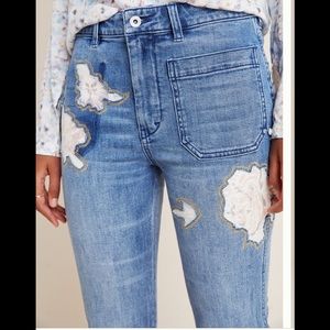 Pilcro High Rise Rose Patchwork Bootcut Jeans